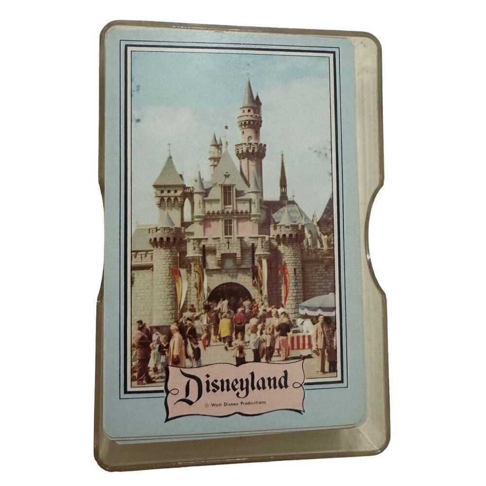 Rare New In Case 1960s Disneyland Deck Playing Cards Castle Plastic With Case